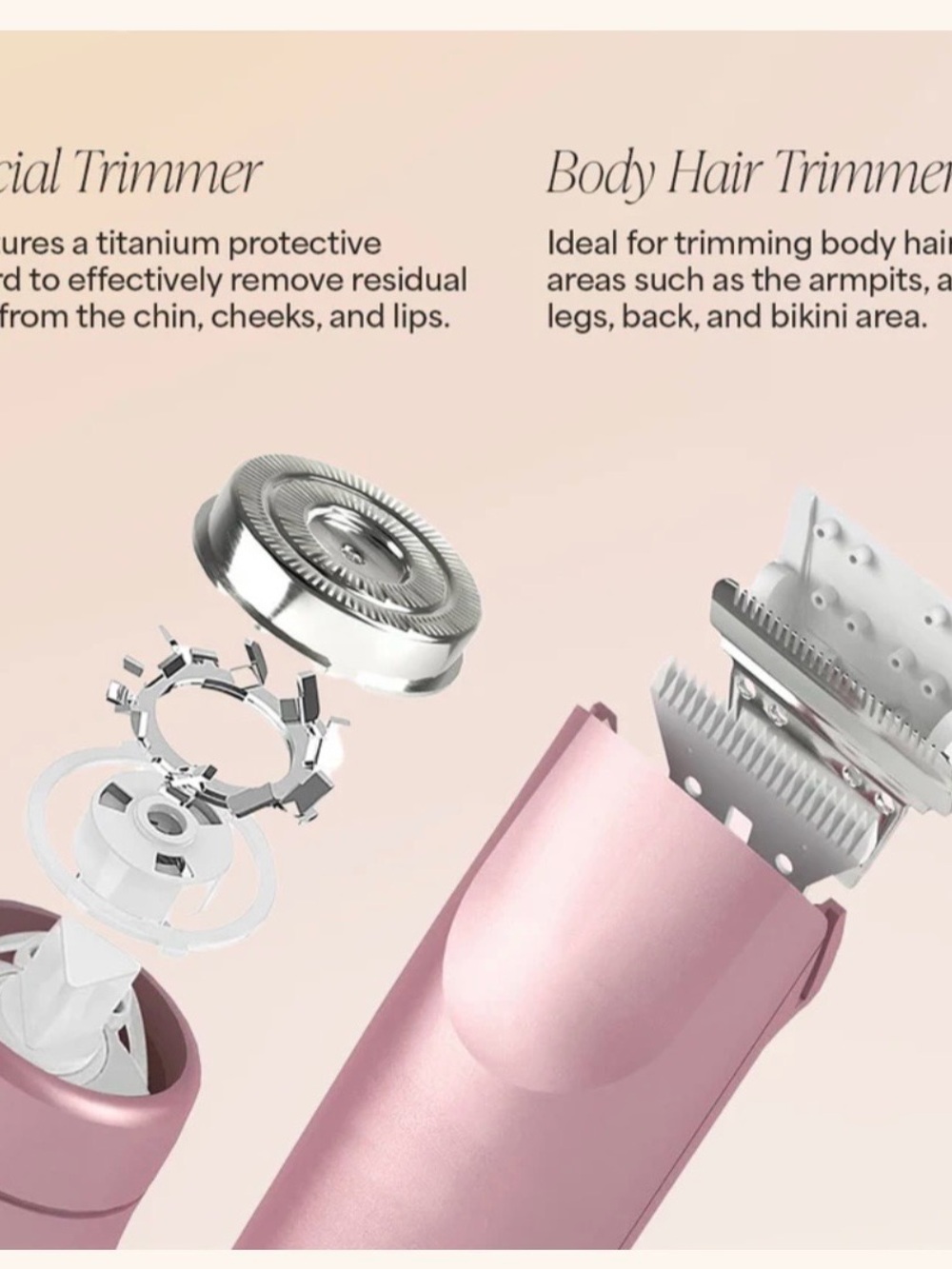 NEW Dermave Trimmer 2.0 2-in-1 Grooming Kit - Rose Gold - Picture 5 of 5